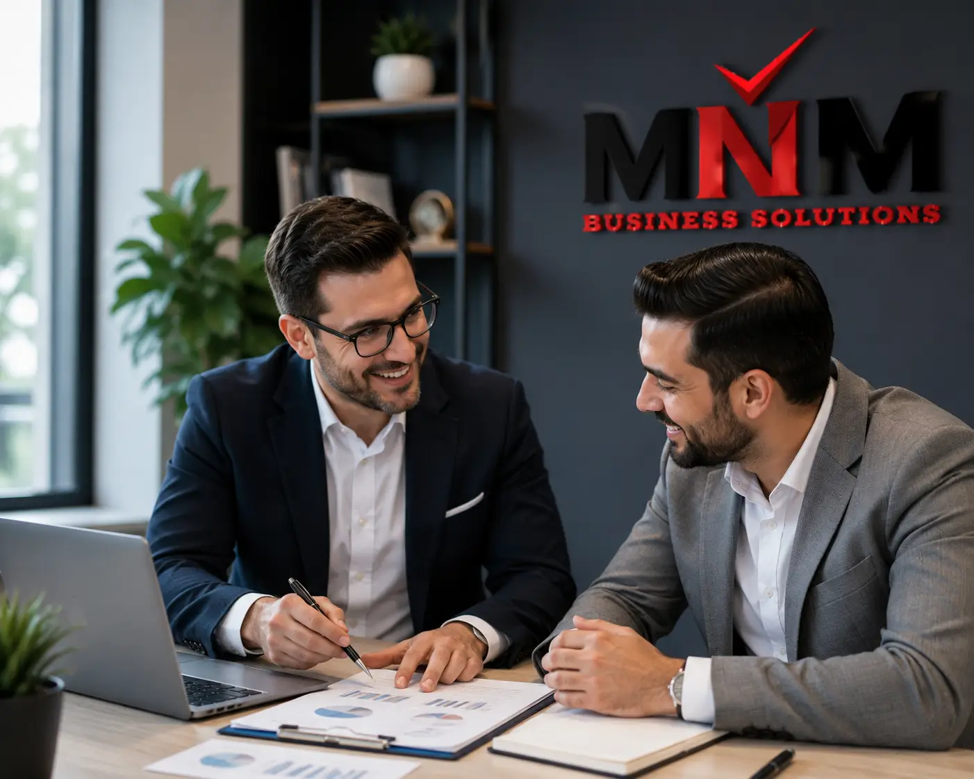 MNM Global Business Solutions consultant working with a business owner on strategy, planning, and business growth solutions